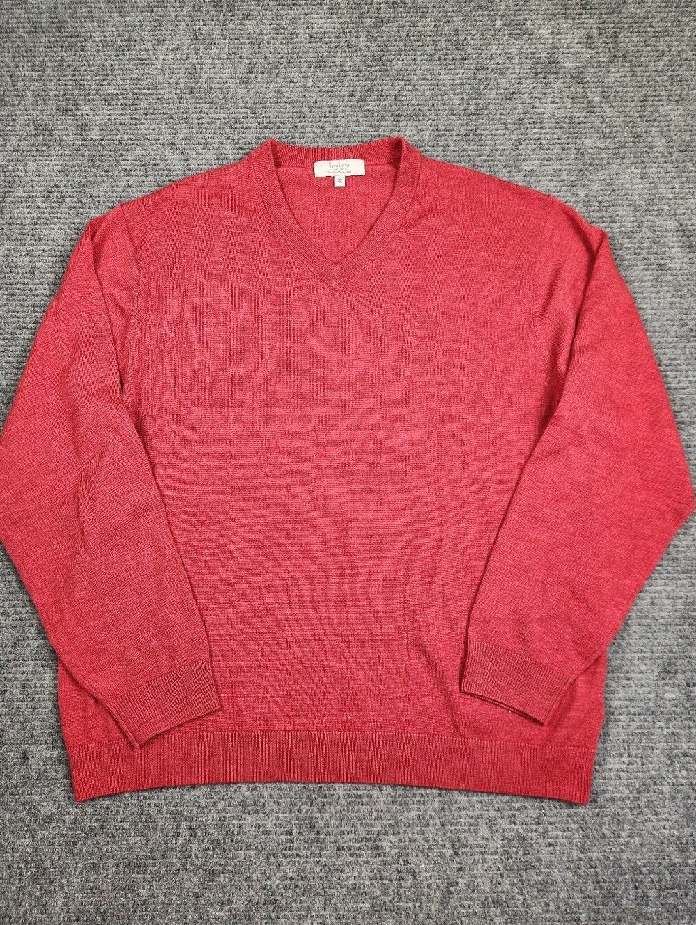 Turnbull Mens Pullover Sweater V Neck Extra Fine Merino Wool Burgundy X-Large